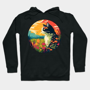 Cat In The Sunset - Filled With Flowers - Love Cats Hoodie